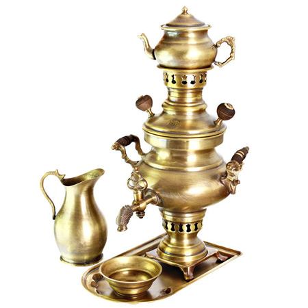 سرویس سماور زغالی 5 پارچه آریان ظرفیت 1 لیتر