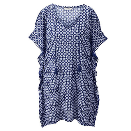 تونیک زنانه چیبو یقه هفت آستین کوتاه جنس پلی استر و نخ