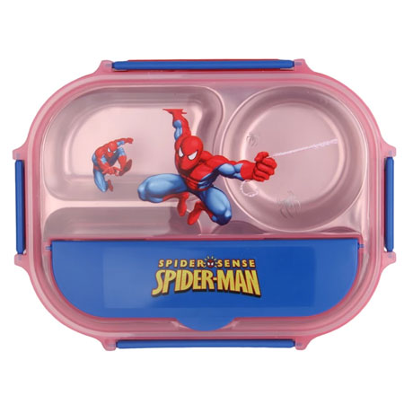 ظرف غذا کودک طرح اسپایدرمن به همراه قاشق و چاپستیک