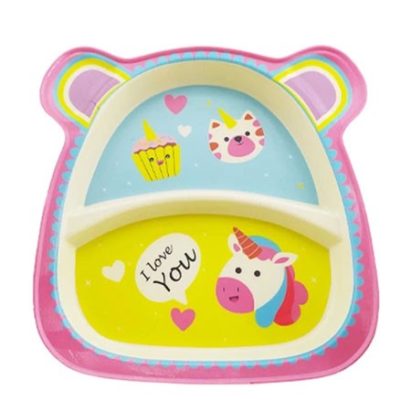 بشقاب کودک جنس فیبر بامبو مدل یونیکورن بدون BPA