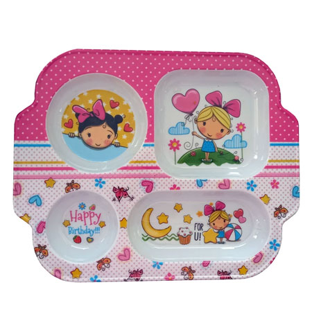 بشقاب کودک طرح دختر کوچولو جنس ملامین مقاوم در برابر حرارت