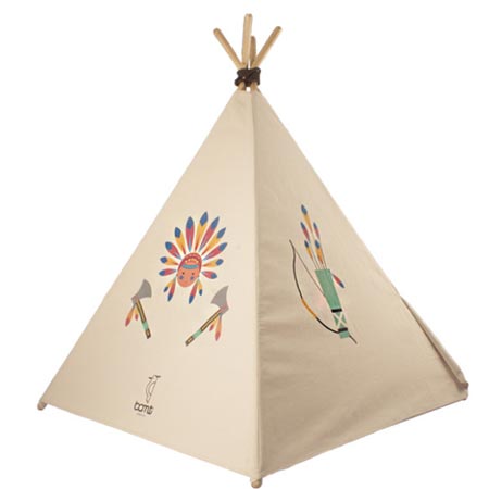 چادر بازی کودک مدل سرخپوستی جنس پارچه با ستون چوبی