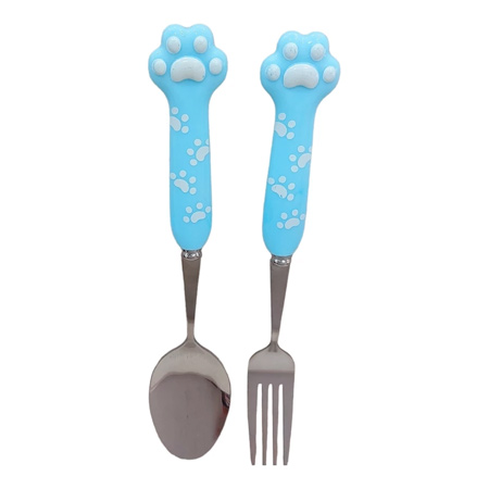 قاشق و چنگال کودک مدل پنجه حیوانات جنس پلاستیک و استیل
