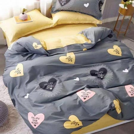 سرویس روتختی مدل قلب کلاسیک یک نفره 4 تکه جنس پنبه