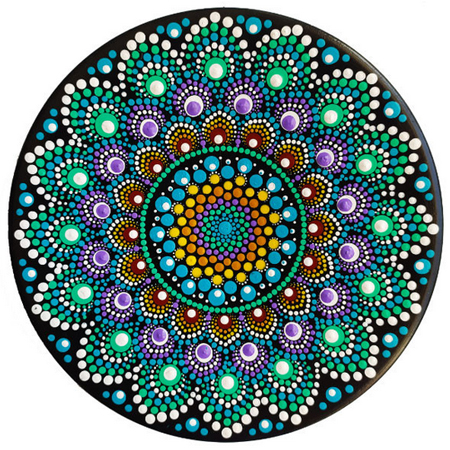 بشقاب دیوارکوب سفالی طرح نقطه کوبی مدل ماندالا