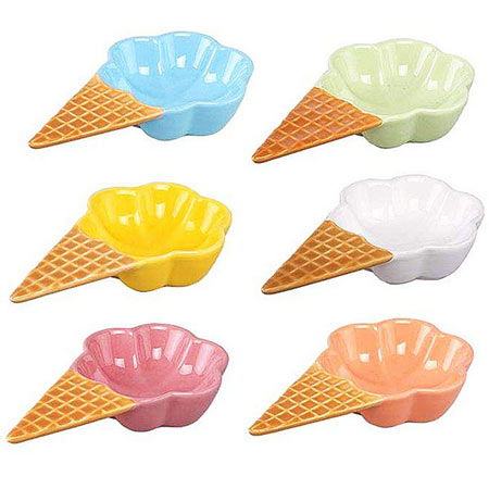 بستنی خوری طرح بستنی قیفی رنگارنگ بسته 6 عددی