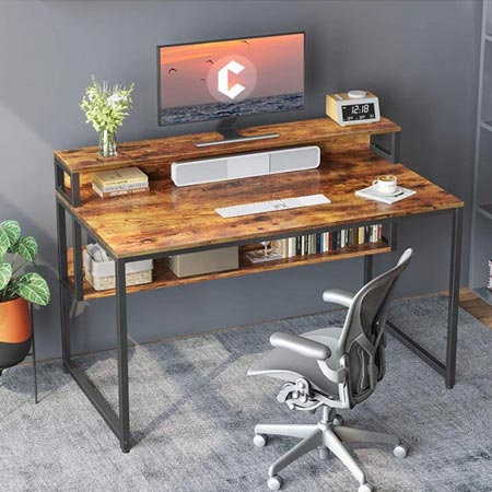 میز کامپیوتر چوبی پایه فلزی