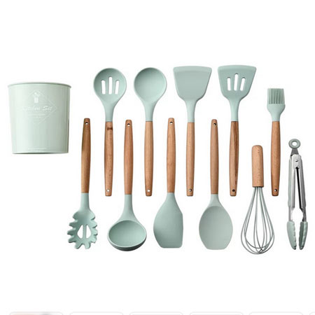 سرویس کفگیر و ملاقه 12 پارچه کیچن ست سیلیکونی مدل UNT45