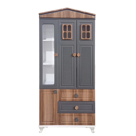 کمد لباس ویترینی کودک مدل کلبه جنس چوب ام دی اف