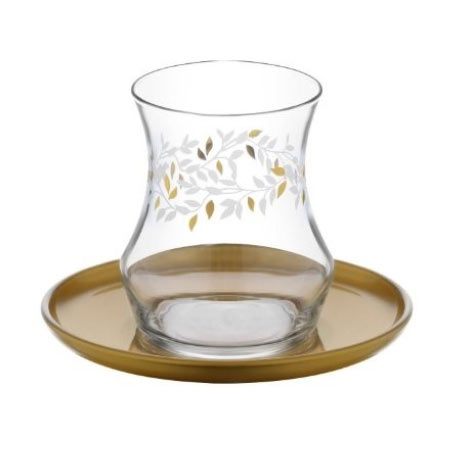 ست فنجان و نعلبکی ترکیه ای 12 پارچه شیشه لاو مدل TROYAS1