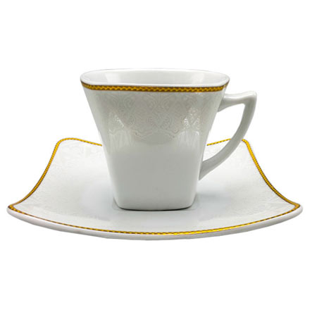 ست فنجان و نعلبکی 12 پارچه چینی تقدیس مدل مون بلان