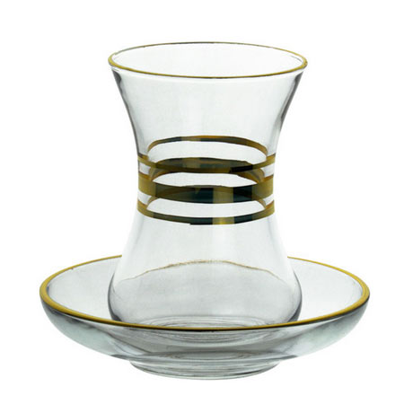 ست فنجان و نعلبکی بلور کمر باریک 12 پارچه برند پاشا باغچه