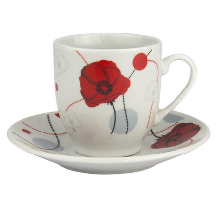 ست فنجان و نعلبکی 12 پارچه سرامیکی مدل گلدار