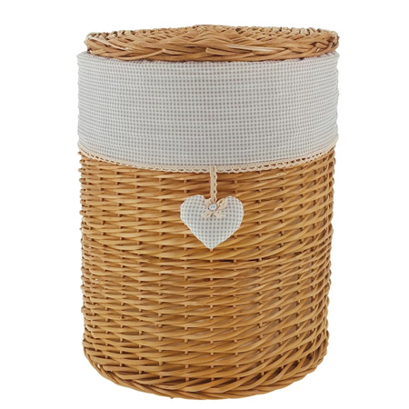 سبد رخت چرک حصیری مدل استوانه ای