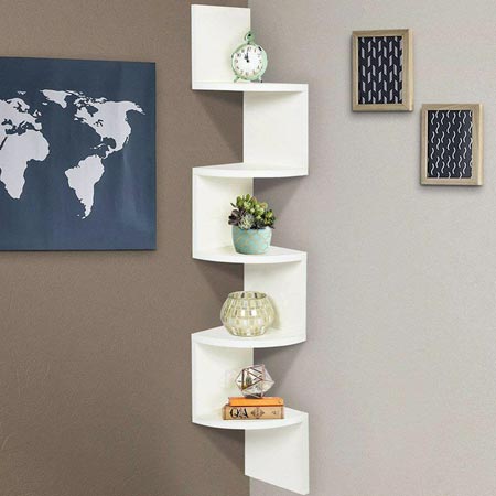 شلف دیواری پنج طبقه کنج جنس ام دی اف مدل DLF72M