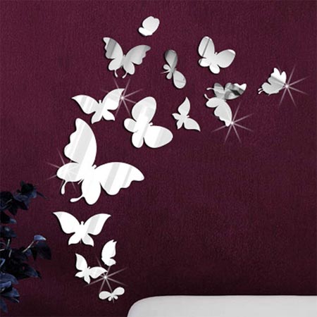 آینه دکوراتیو طرح پروانه بسته 14 عددی