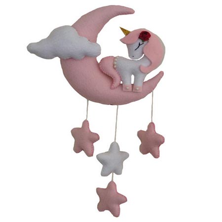 آویز تزئینی اتاق کودک مدل ماه و اسب تک شاخ