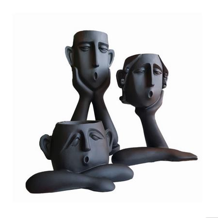 گلدان دکوری طرح فیگور پلی استر مجموعه 3 عددی