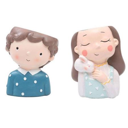 گلدان دکوری فانتزی طرح پسر و دختر مهربان