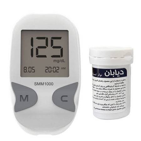 دستگاه تست قند خون دیابان مدل SMM 1000 به همراه 50 عدد نوار تست قند خون