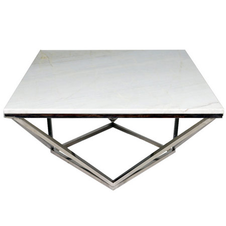 میز جلو مبلی صفحه سنگی پایه استیل مدل الماس