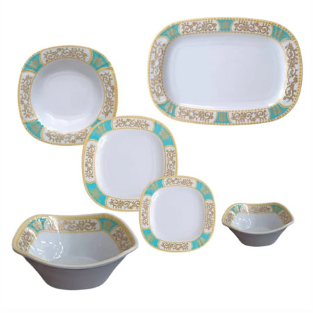 سرویس غذاخوری 26 پارچه شش نفره طرح چینی مربعی