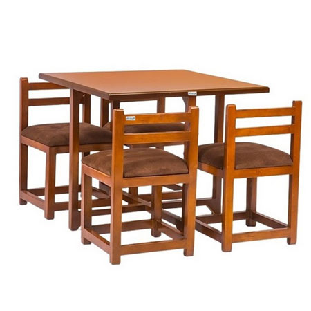 میز و صندلی ناهارخوری 4 نفره مربع کم جا گالری چوب آشنایی