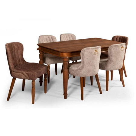 میز و صندلی ناهارخوری چوبی مستطیل 6 نفره مدل آنیسا