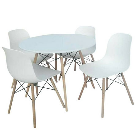 میز و صندلی نهارخوری پلاستیک فشرده چهار نفره گرد