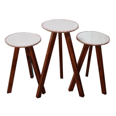 استند گلدان چوبی مدل درنا مجموعه 3 عدی سه پایه دار