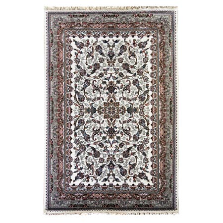 فرش ماشینی دنیای فرش مدل افشان رنگ زمینه کرم مستطیل شکل