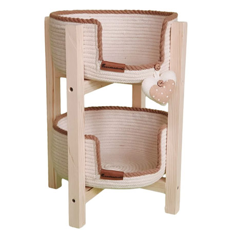 سبد سیب زمینی و پیاز اکوسبدکو طراحی مدرن و مینیمال جنس کتان و چوب