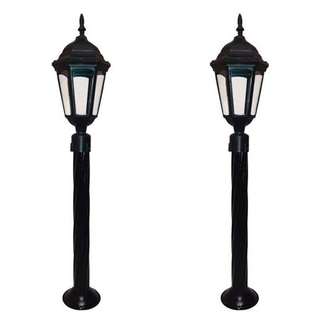 چراغ باغی مدل انگلیسی مجموعه 2 عددی سری پلاستیکی و پایه فلزی