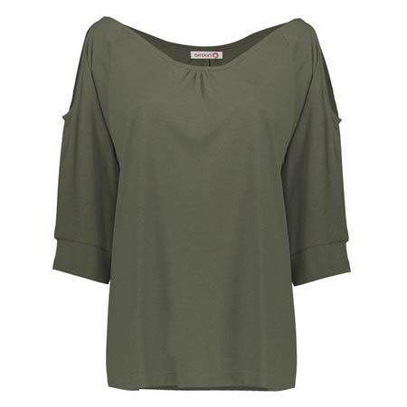 بلوز زنانه افراتین کد 7511 رنگ یشمی یقه گرد