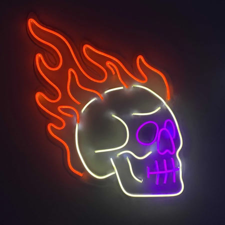 چراغ دیواری مدل نئون اسکلت آتشی جنس پلکسی