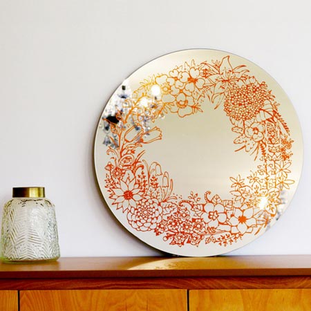 تابلو آینه ای مدل حلقه گل