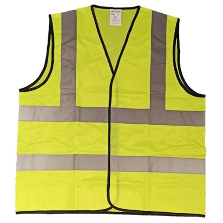 جلیقه اضطراری زرد رنگ مدل چهار خطی جنس کتان