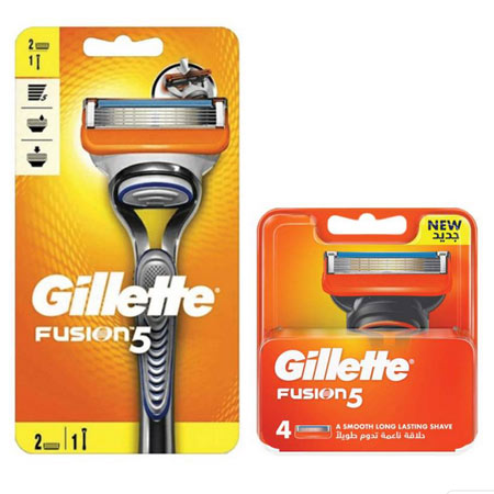 خود تراش ژیلت مدل Fusion 5 به همراه تیغ یدک بسته 4 عددی