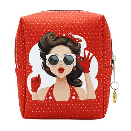 کیف لوازم آرایش دخترانه کوچک چرم مصنوعی طرح دختر