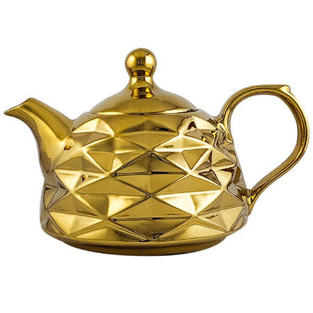 قوری چینی رنگی مدل گلد ۱ لیتری