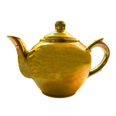 قوری زعفران چینی رنگی طلایی