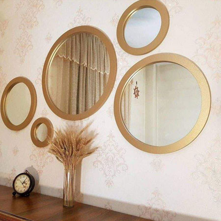 آینه دکوراتیو گرد طلایی مجموعه 5 عددی