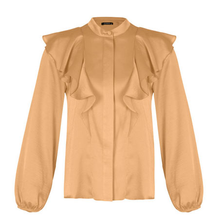 شومیز زنانه گردیه جنس کرپ حریر یقه ایستاده آستین بلند