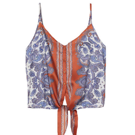 کراپ تاپ مجلسی زنانه اچ اند ام جنس پلی استر یقه هفت