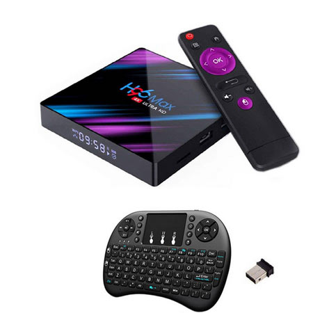 اندروید باکس اچ96 مدل مکس به همراه ریموت کنترل و کیبورد هوشمند