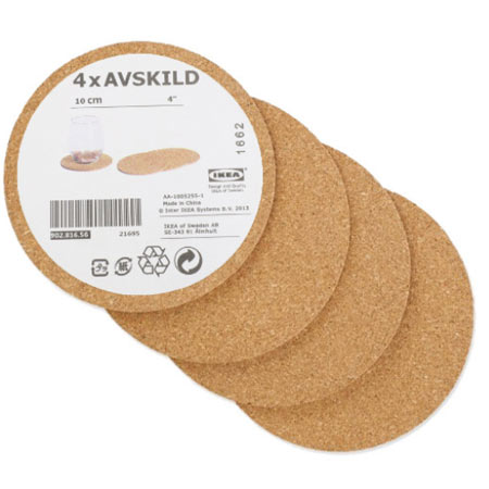 زیر لیوانی ایکیا چوب پنبه مدل Avskild مجموعه 4 عددی