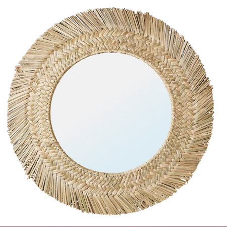 آینه دکوراتیو گرد ایکیا با قاب حصیری