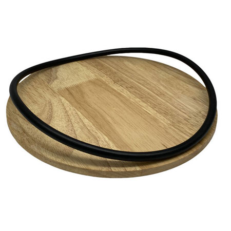 سینی چوبی دایره دسته دار مدل ایکی