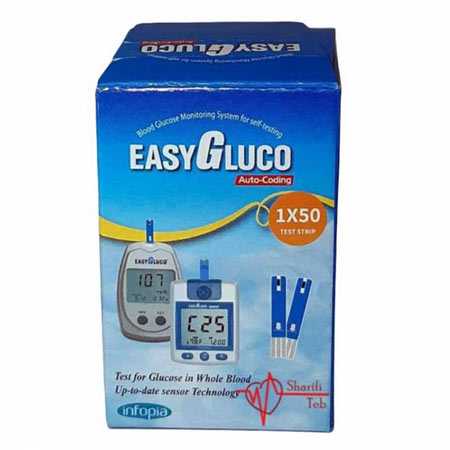 نوار تست قند خون اینفوپیا مدل ایزی گلوکو بسته 50 عددی