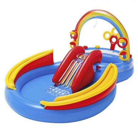 استخر بادی کودکانه اینتکس طرح رنگین کمان سرسره دار